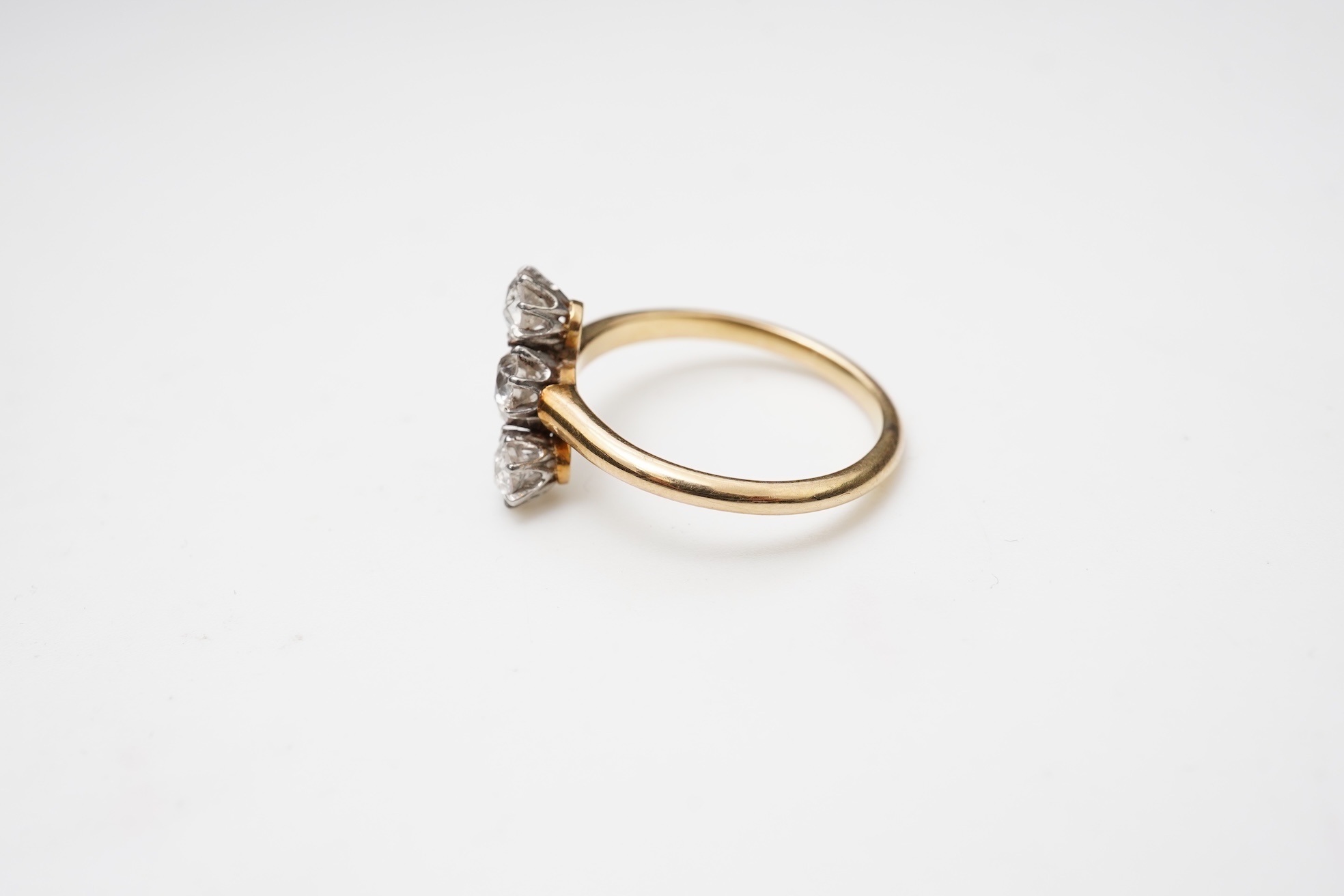 A diamond three-stone ring, early 20th century